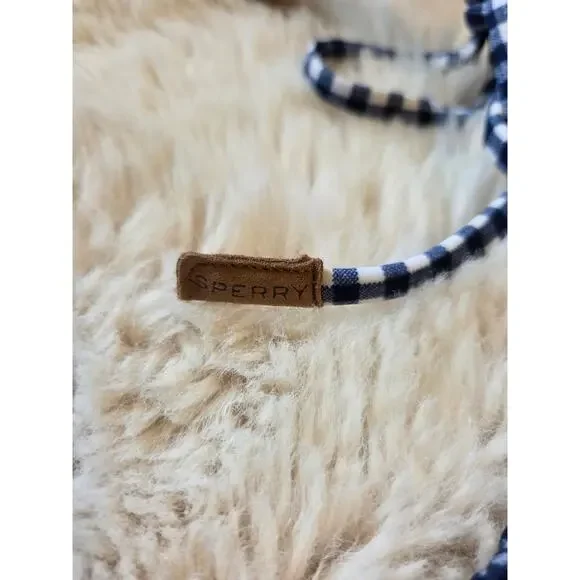 Sperry Womens Gingham Smocked Blue and white One Piece Swimsuit size Large - Picture 6 of 6